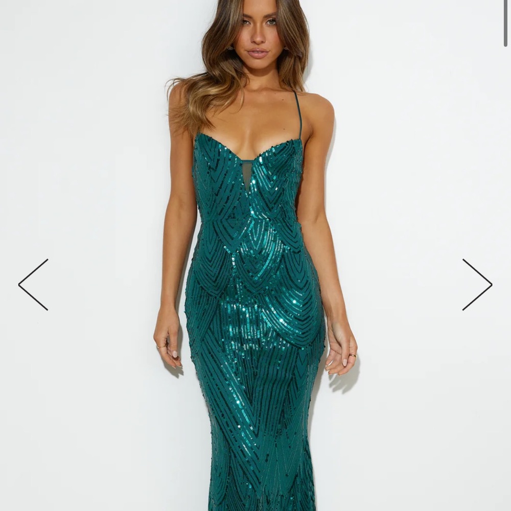 Hello Molly OWN THE CLUB SEQUIN MAXI DRESS TEAL size Small - New never worn!!